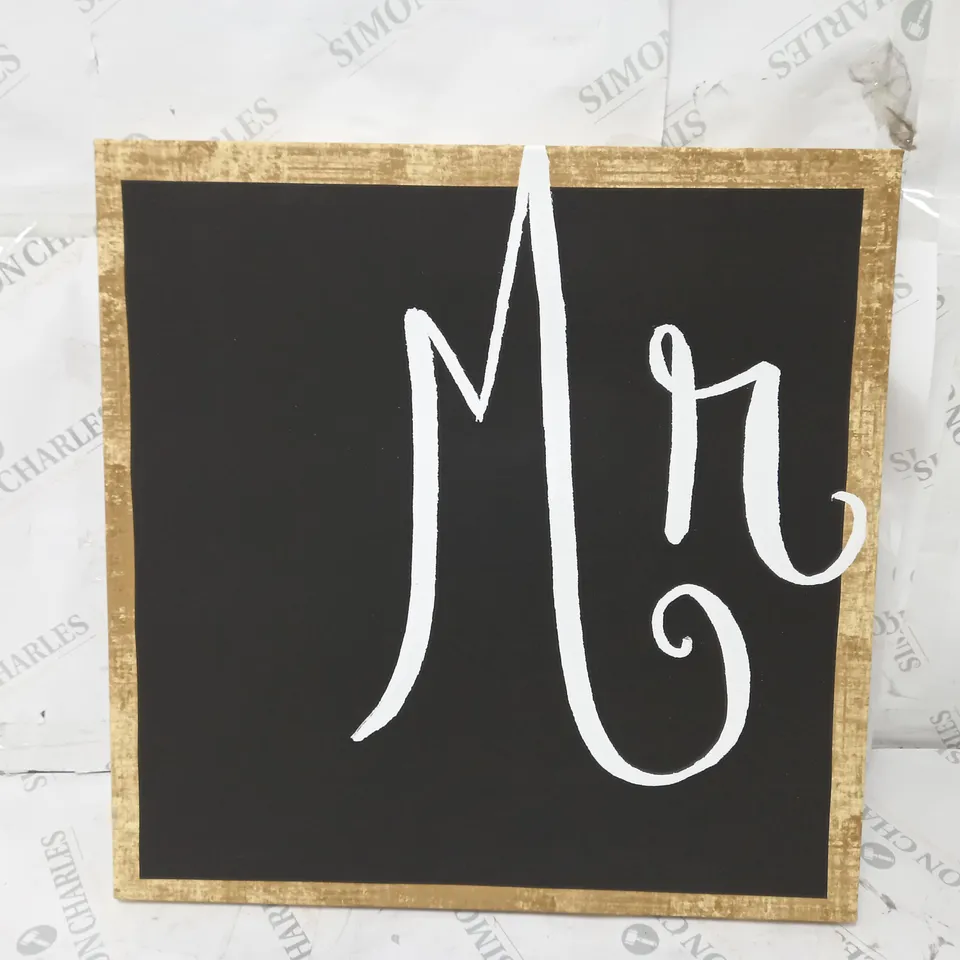 BOXED OLIVER GAL MR BY RUNWAY AVENUE TYPOGRAPHY WRAPPED ON CANVAS 51 X 51CM