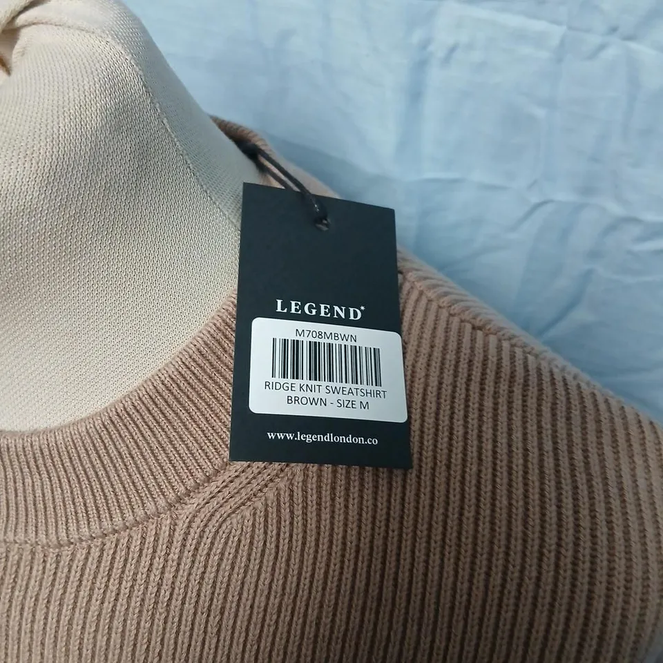 LEGEND LONDON RIDGE KNIT SWEATSHIRT – BROWN, SIZE M
