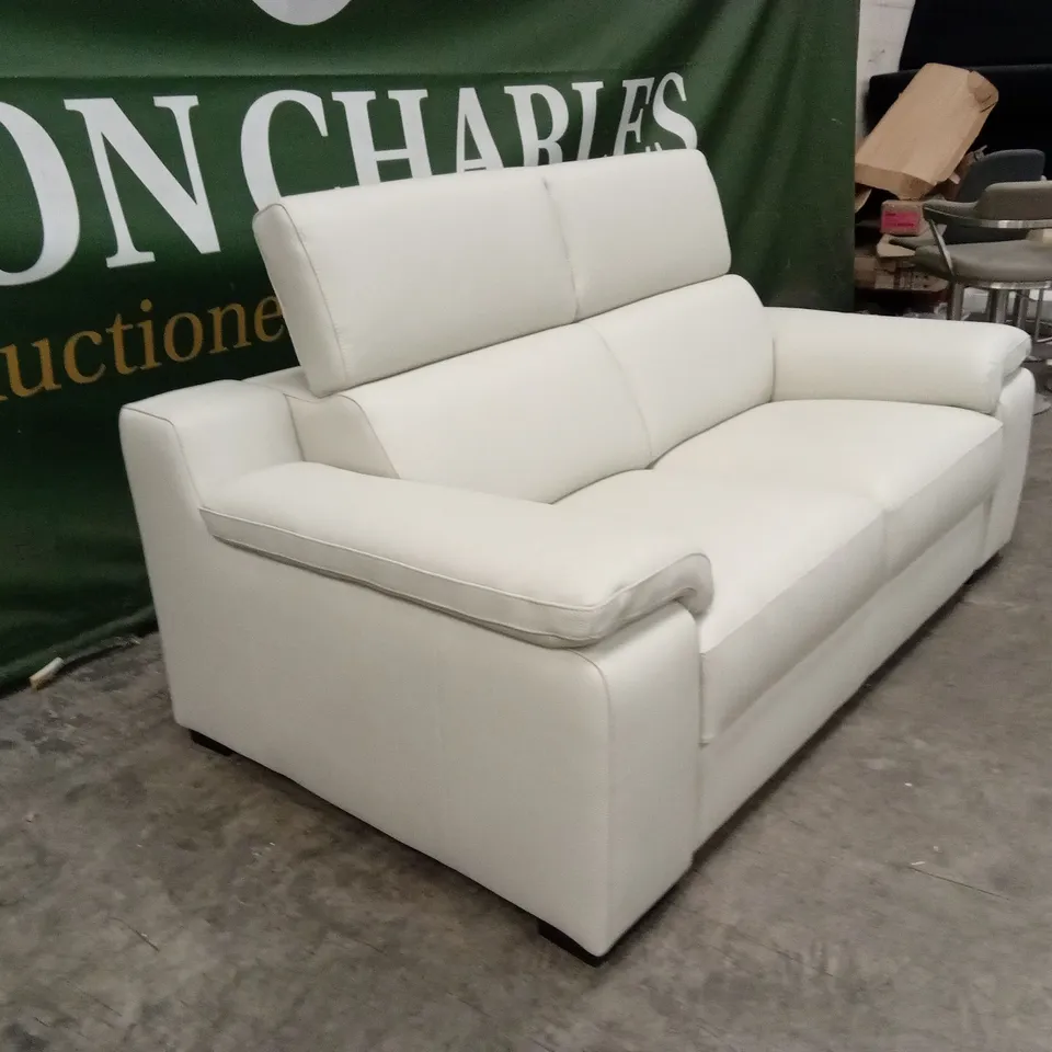 QUALITY DESIGNER ITALIAN MADE RICCARDO 2 SEATER LEATHER SOFA - ICE