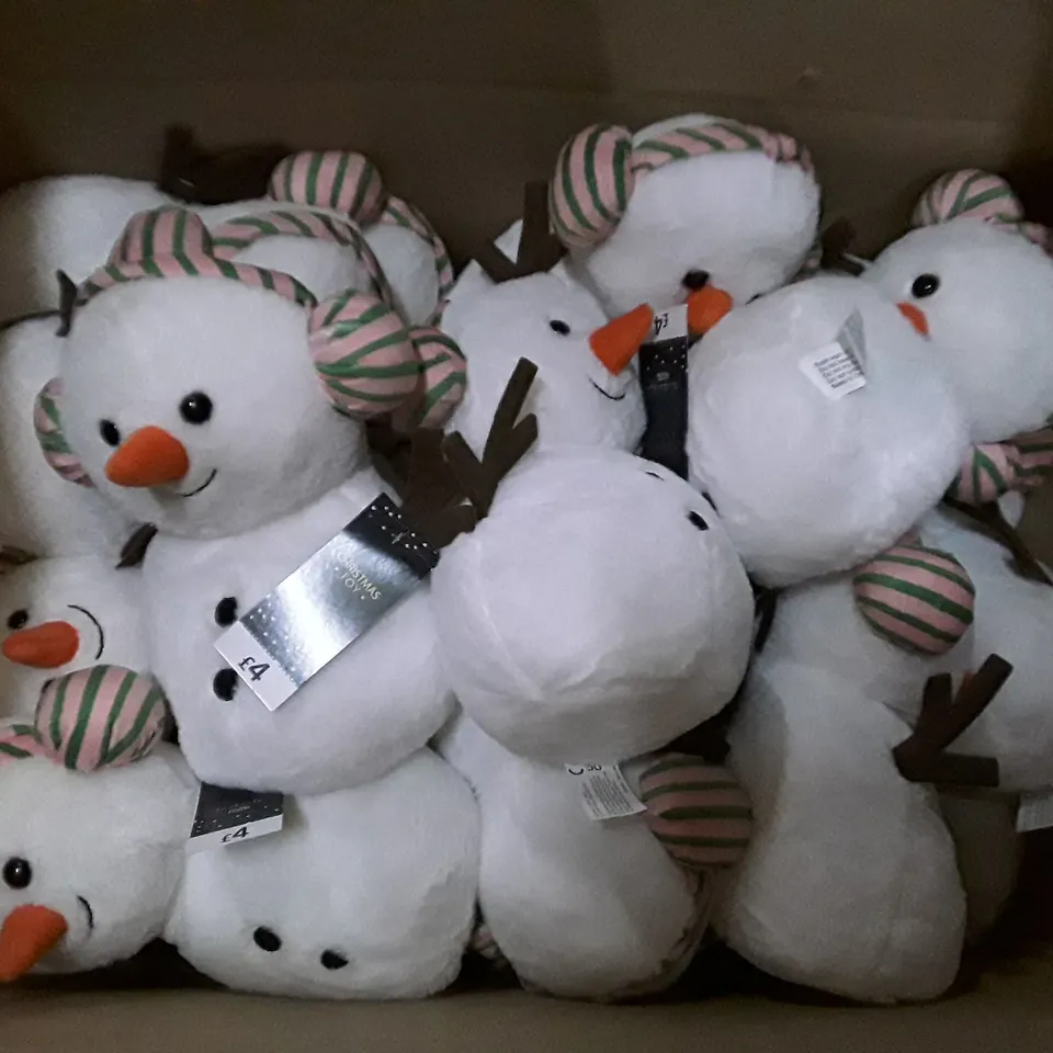 BOX CONTAINING APPROXIMATELY 28 BRAND NEW CHRISTMAS SNOWMEN TOYS