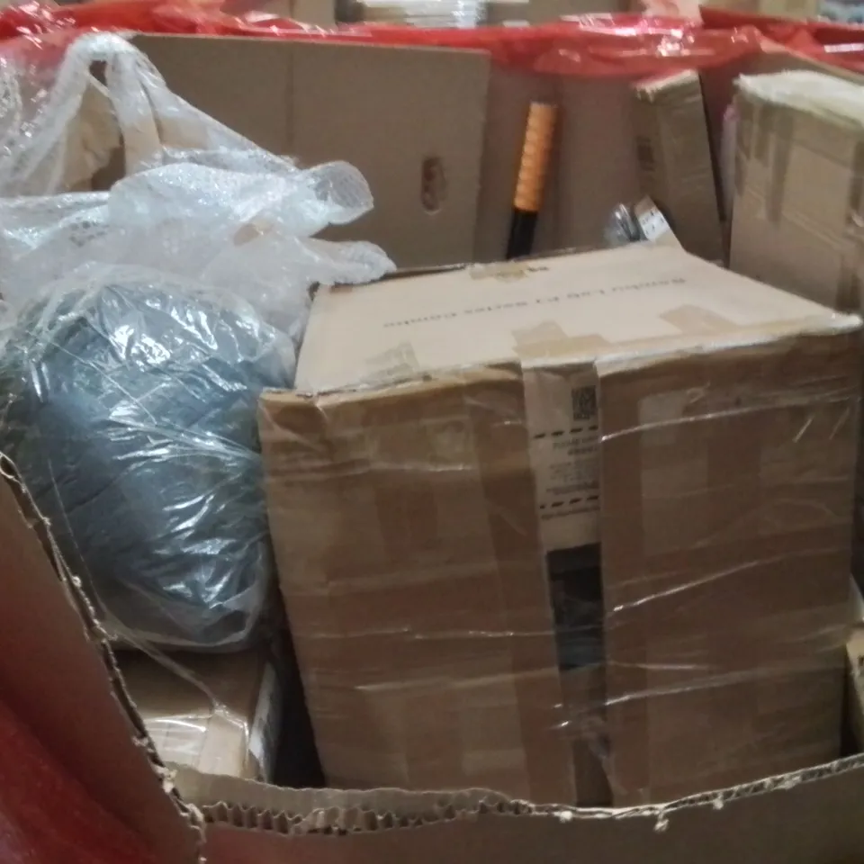 PALLET OF ASSORTED HOUSEHOLD GOODS AND PRODUCTS TO INCLUDE;VACUUM STAND,TOWER FAN,BABY CHANGING PAD