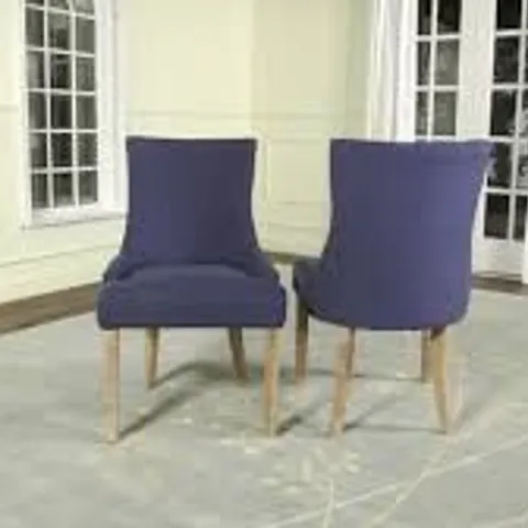 BOXED PAIR OF BAUMGARTEN 49CM H TUFTED UPHOLSTERED PARSONS CHAIRS - BLUE