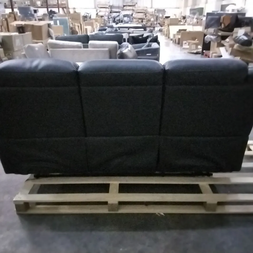 QUALITY DESIGNER ROTHBURY 3 SEATER MANUAL RECLINING BLACK SOFA