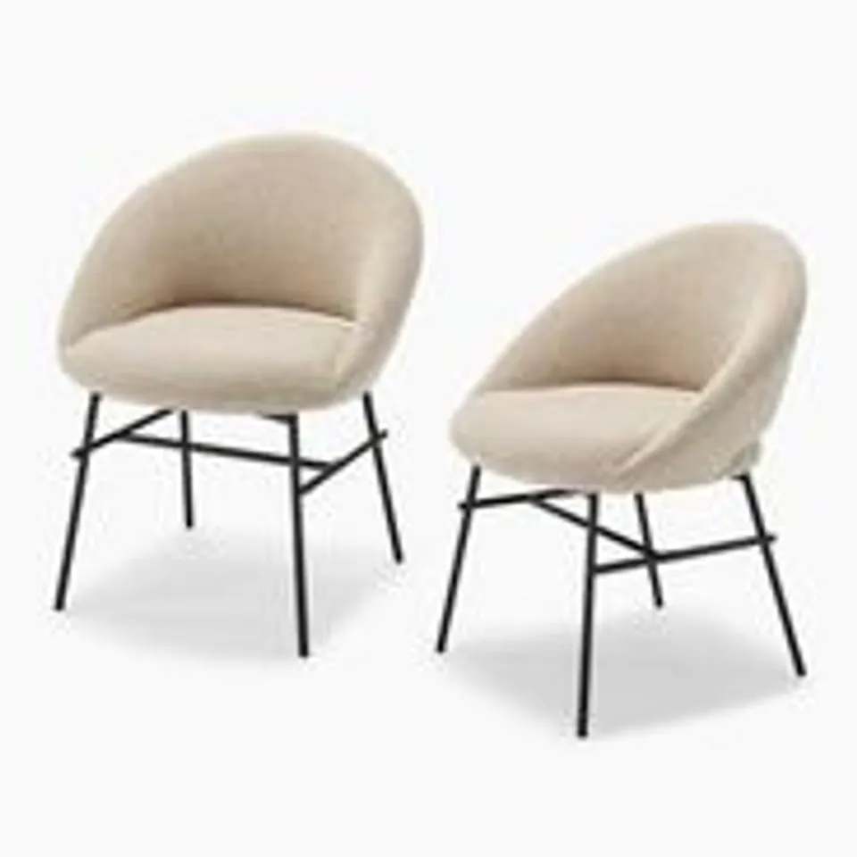 BOXED 2× NELLA BEIGE FABRIC DINING CHAIRS