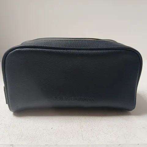 DOLCE & GABBANA NAVY LEATHER COSMETIC CASE