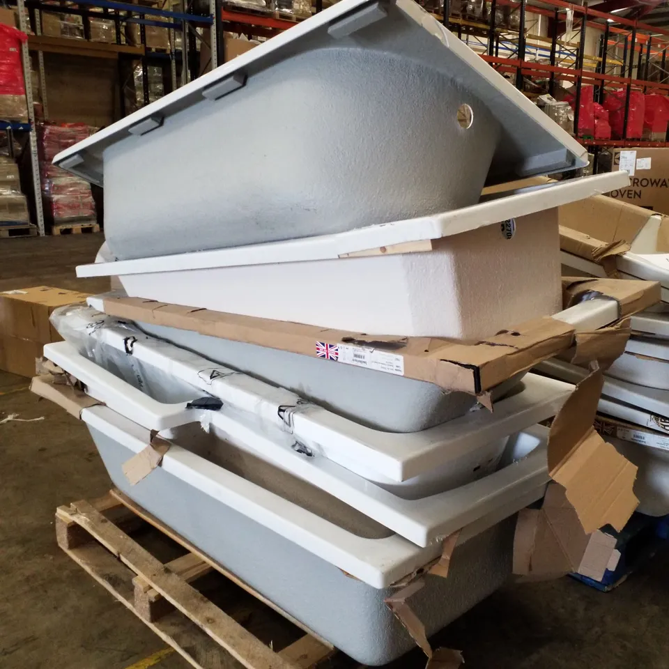 PALLET CONTAINING 6 ASSORTED BATHTUBS