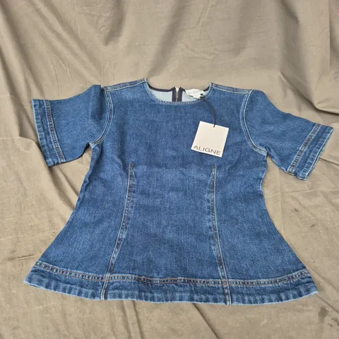 ALIGNE DENIM CHEER TOP – MID BLUE, UK 10