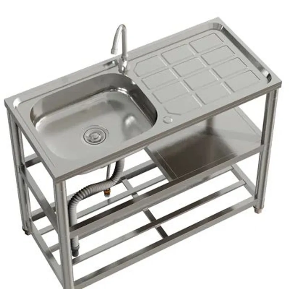 BOXED STAINLESS STEEL COMMERCIAL SINGLE COMPARTMENT SINK - SILVER (1 BOX)