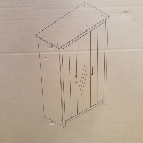 BOXED 3 DOOR WARDROBE WITH MIRROR - WHITE (2 BOXES)