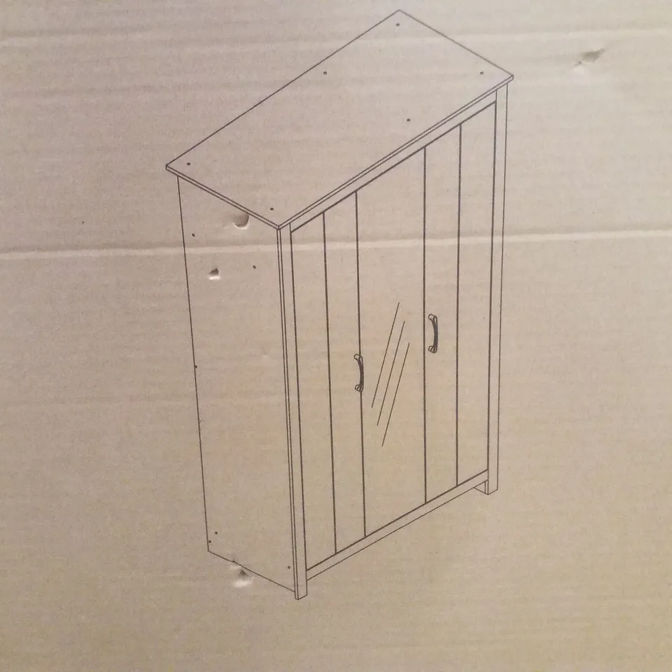 BOXED 3 DOOR WARDROBE WITH MIRROR - WHITE (2 BOXES)