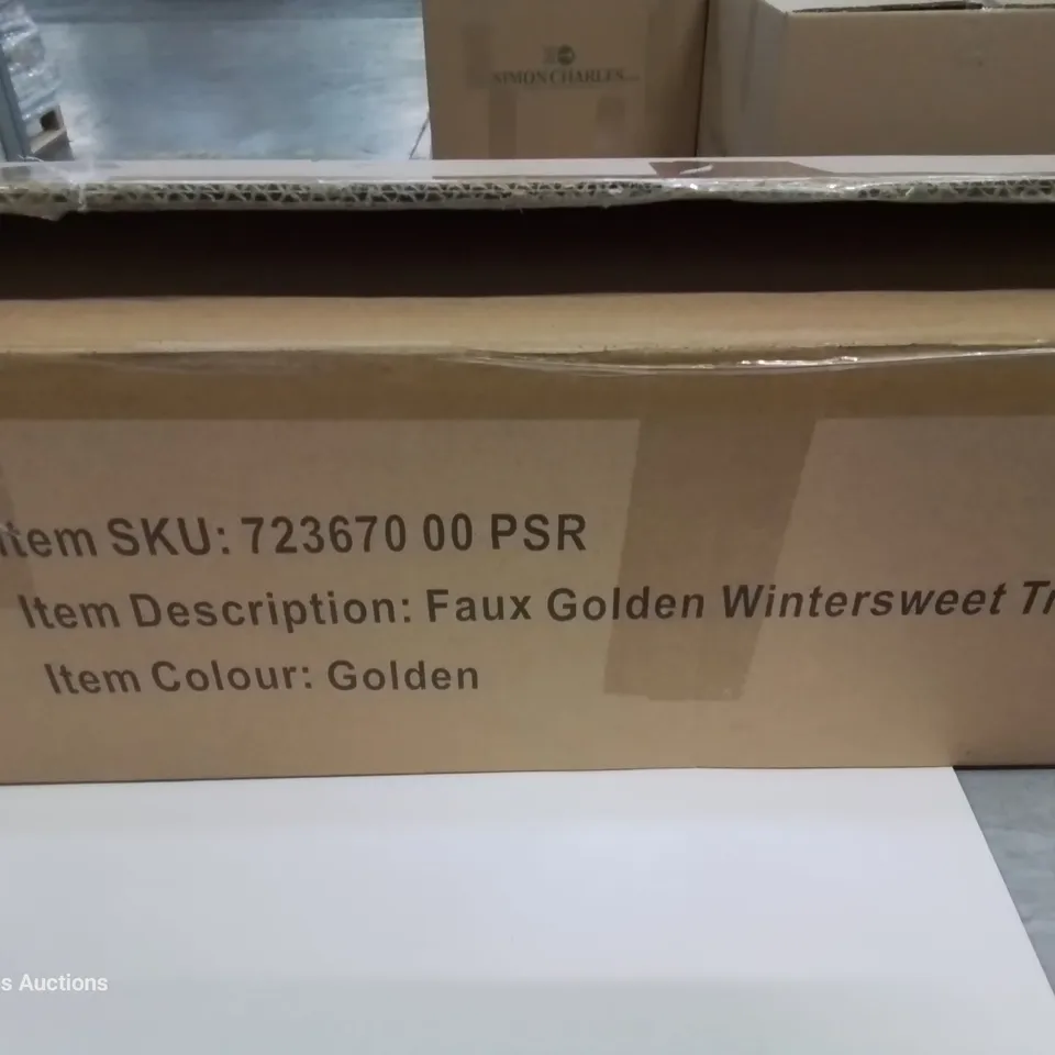 BOXED FAUX GOLDEN WINTERGREEN TREE ARTIFICIAL PLANT