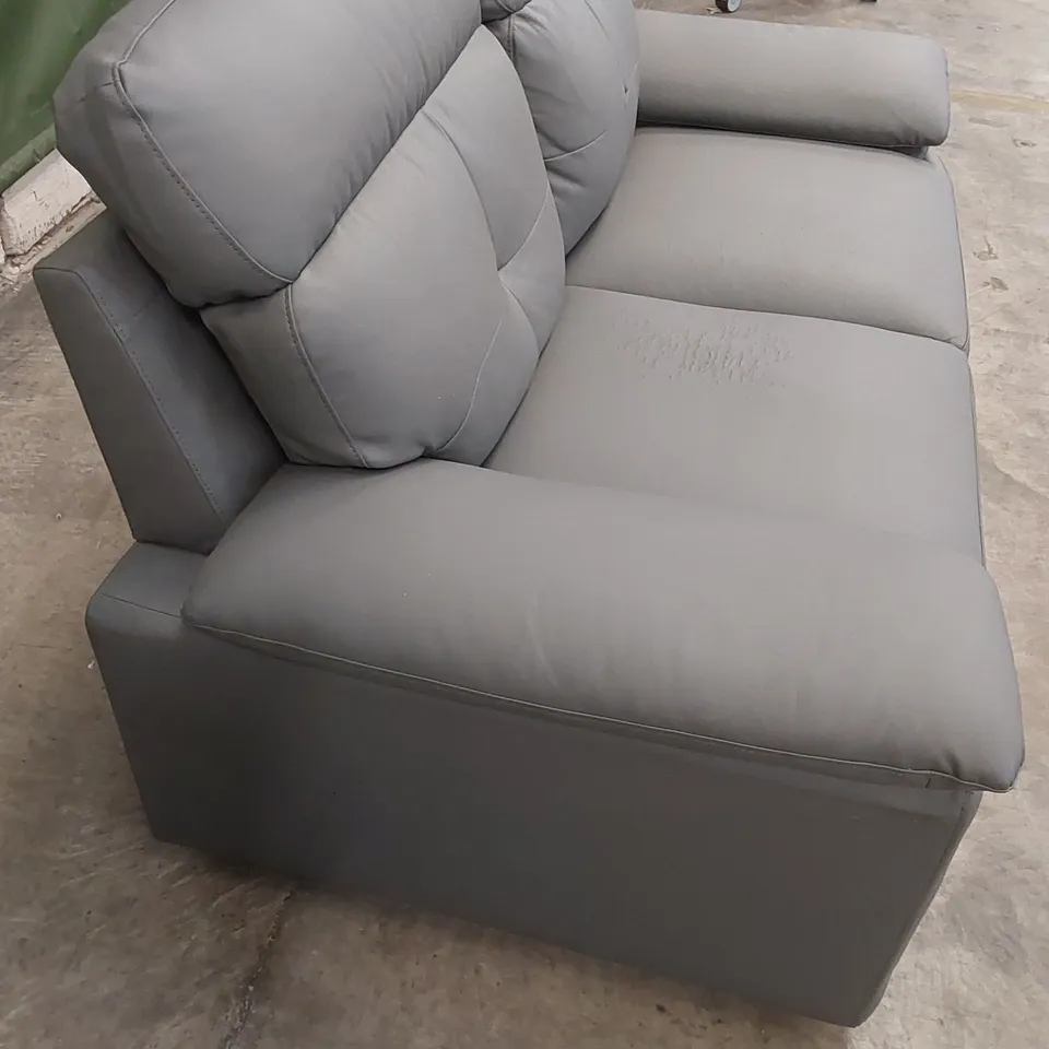 DESIGNER TANYA 2 SEATER GREY FAUX LEATHER SOFA