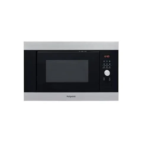 BOXED HOTPOINT MF25GIXH 25 LITRE 39CM HIGH, BUILT IN SMALL MICROWAVE WITH GRILL - STAINLESS STEEL EFFECT