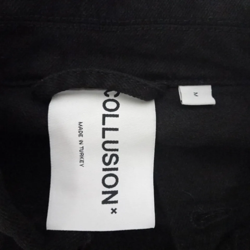 COLLUSION BLACK OVERSIZED UNISEX DENIM JACKET - SIZE M