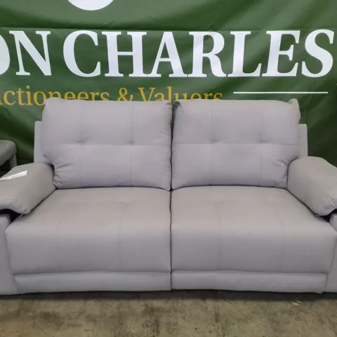 QUALITY DESIGNER MONTANA 3 SEATER MANUAL RECLINER SOFA - LIGHT GREY LEATHER 