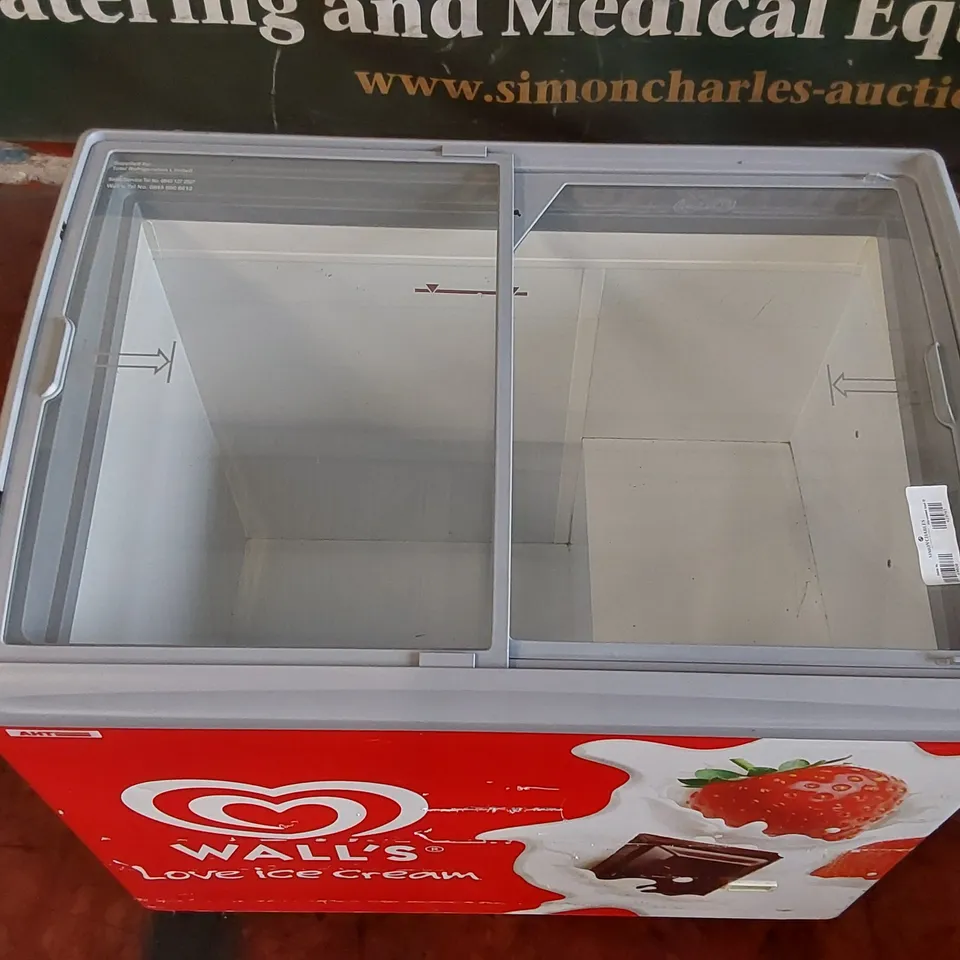 AHT RIO S100 WALLS BRANDED SLIDING GLASS LID CHEST FREEZER