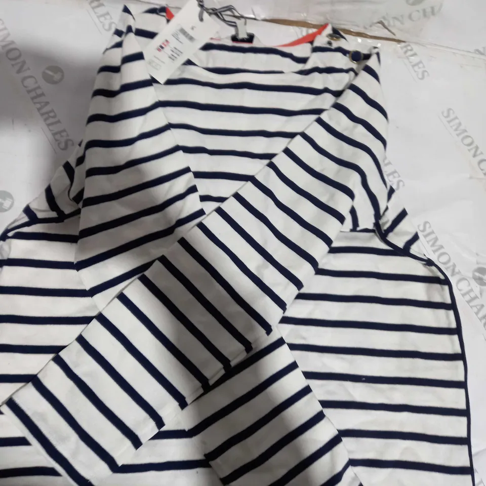 JOULES AUBREE JERSEY TOP CREAM AND NAVY SIZE 14