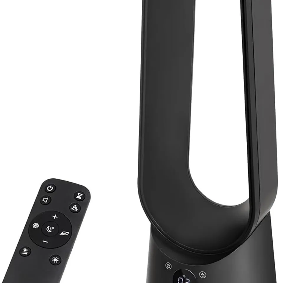BOXED RUSSELL HOBBS SMART BLADELESS COOLING FAN IN BLACK, 9 SPEED SETTINGS, 3 MODES, TOUCH CONTROLLED BUTTONS, WIFI ENABLED, LED DISPLAY WITH REMOTE, 80° OSCILLATION FUNCTION, 80CM TALL, RHBLDLC25BSM