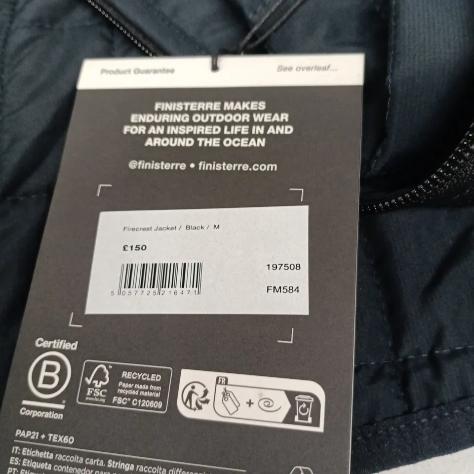 FINISTERRE FIRECREST JACKET – BLACK – M (UK)
