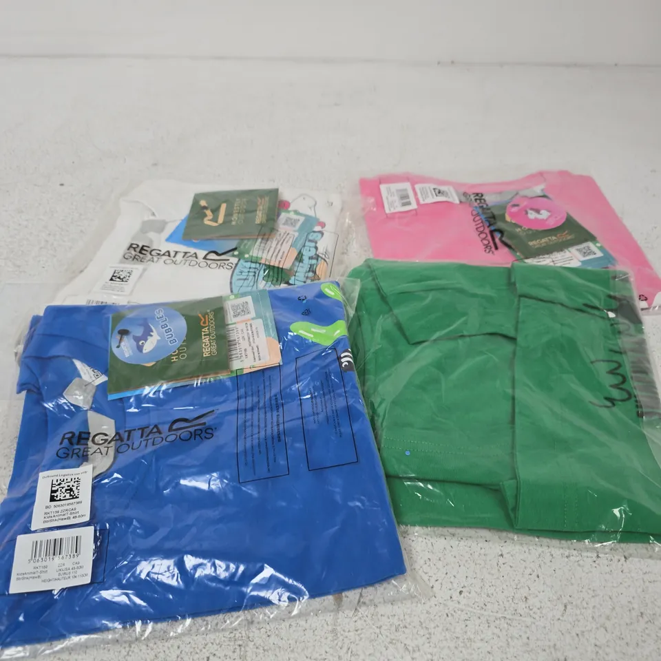 APPROXIMATELY 125 ASSORTED BRAND NEW REGATTA CHILDRENS CLOTHING ITEMS IN VARIOUS SIZES, STYES & COLOURS TO INCLUDE ANIMAL PRINT T SHIRTS