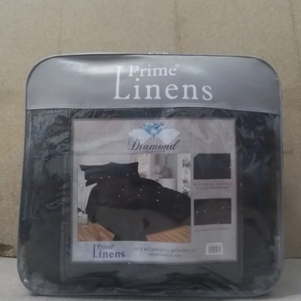 BRAND NEW PRIME LINENS 5PCS REVERSIBLE BEDSPREAD - BLACK 
