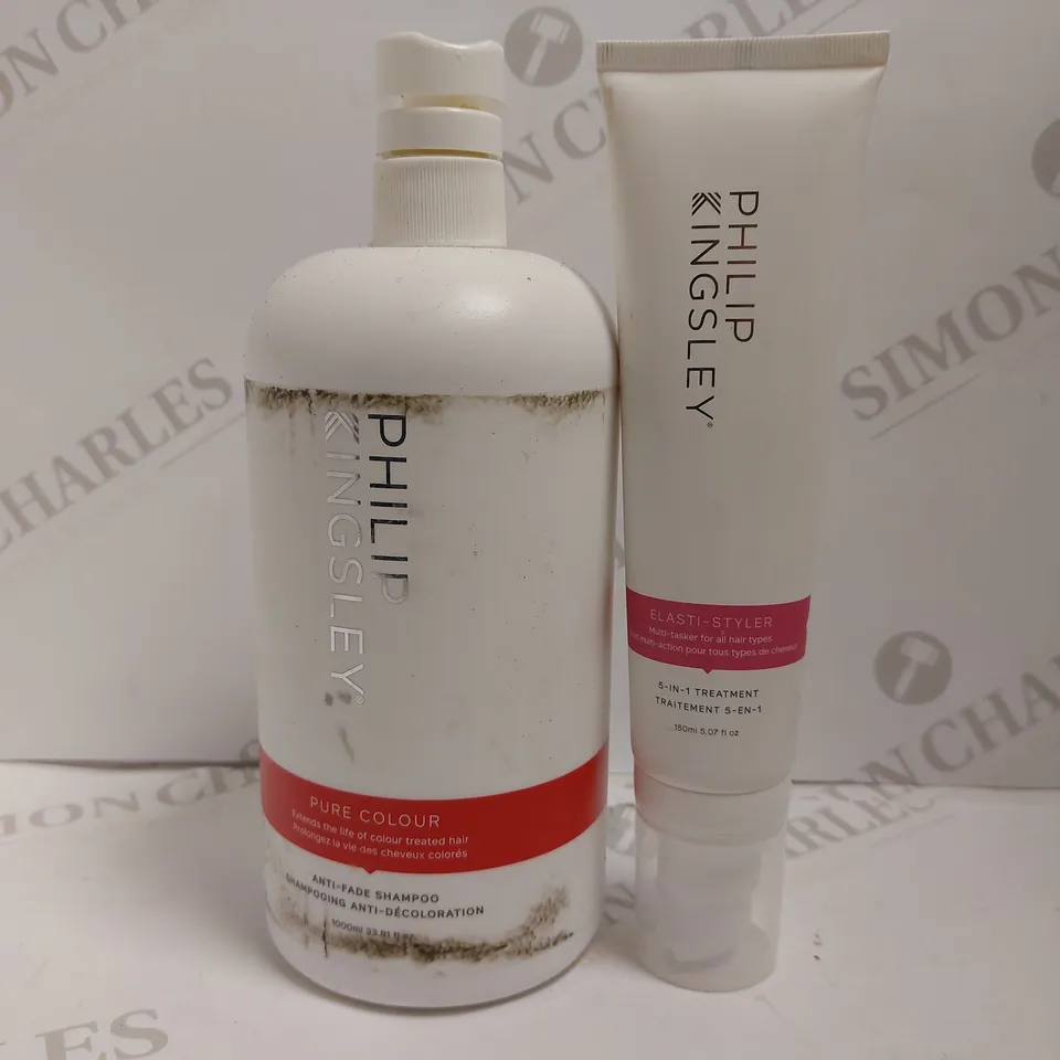 BOX OF 2 PHILIP KINGSLEY ITEMS TO INCLUDE ANTI-FADE SHAMPOO AND 5-IN-1 TREATMENT