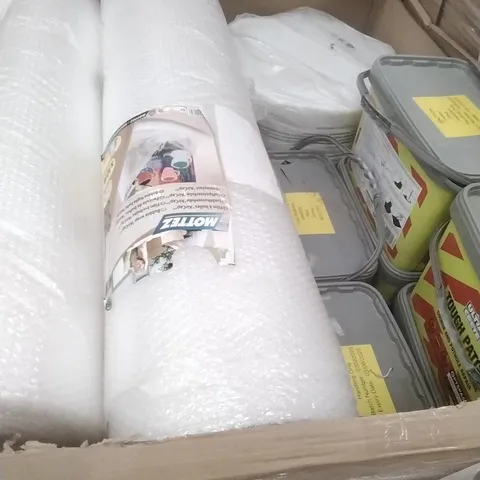 PALLET OF ASSORTED DIY, HOME IMPROVEMENT AND BUILDING PRODUCTS TO INCLUDE; BUBBLE WRAP, PERMANENT POTHOLE REPAIR, INSULATION ETC