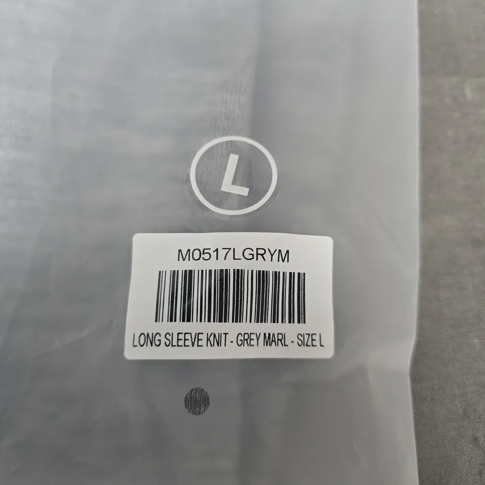LEGEND LONG SLEEVE KNIT – GREY MARL – SIZE L