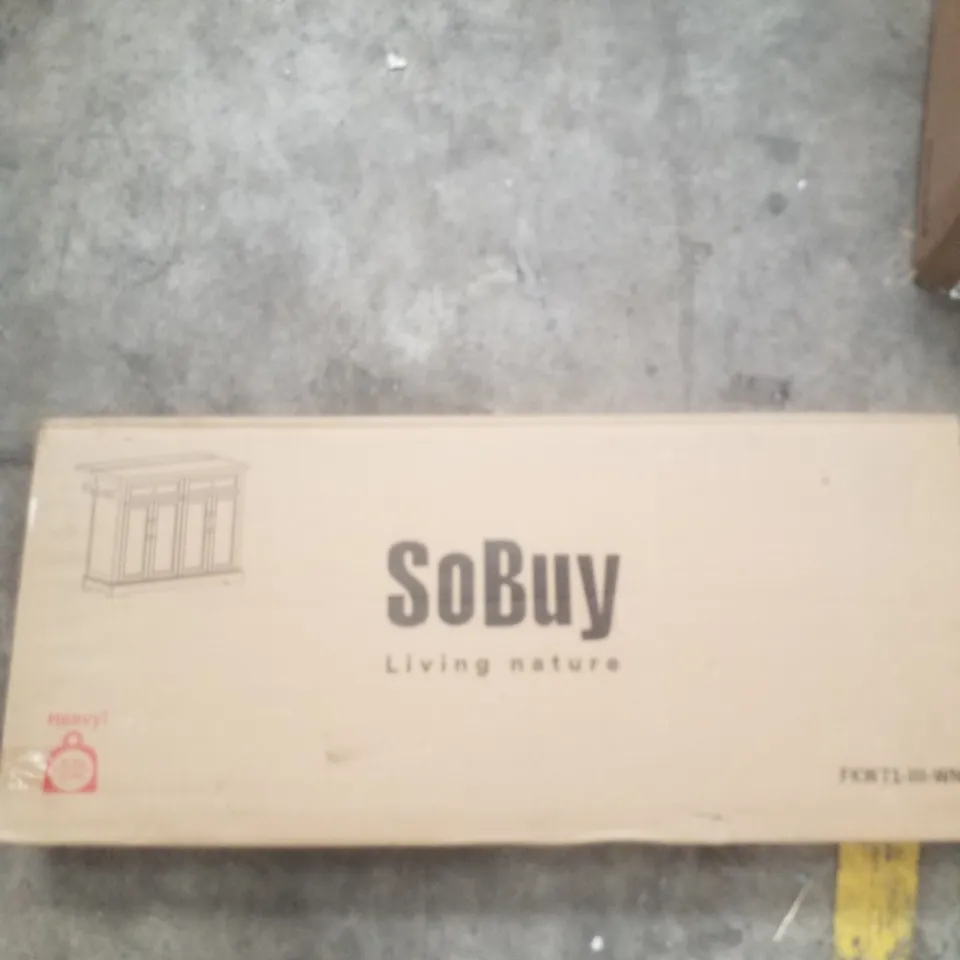 BOXED SOBUY FKW71-WN, KITCHEN ISLAND ON WHEELS, ROLLING KITCHEN STORAGE TROLLEY WITH EXTENDABLE RUBBER WOOD WORKTOP, 2 DRAWERS AND ADJUSTABLE SHELVES- WHITE