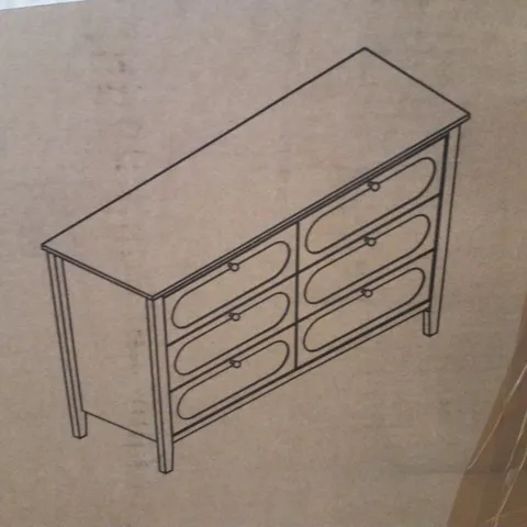 BOXED 3+3 DRAWER CHEST - LIGHT GREY 
