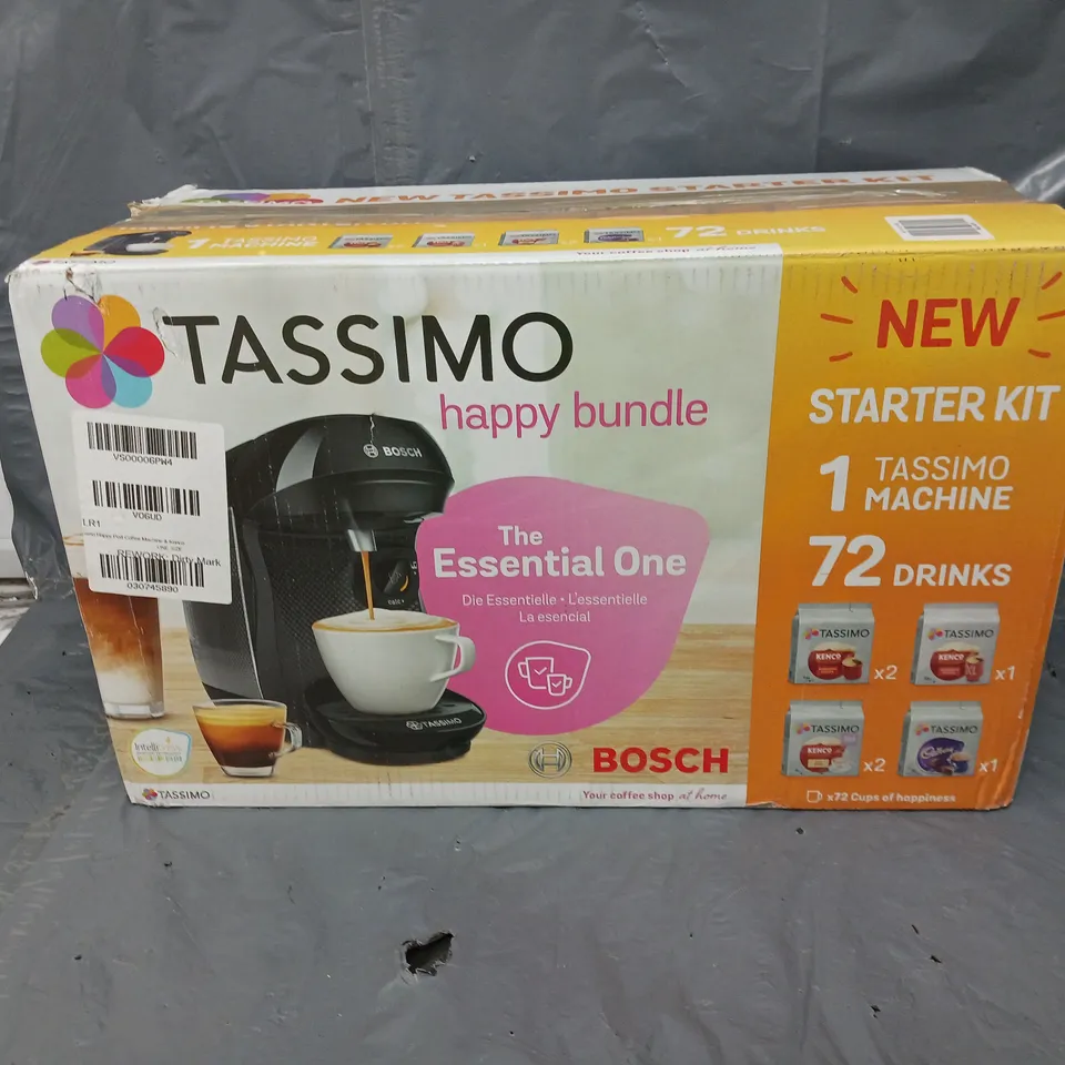 boxed TASSIMO HAPPY POD COFFEE MACHINE  RRP £127