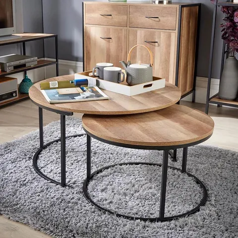 BOXED OAKMERE ROUND NEST OF 2 TABLES