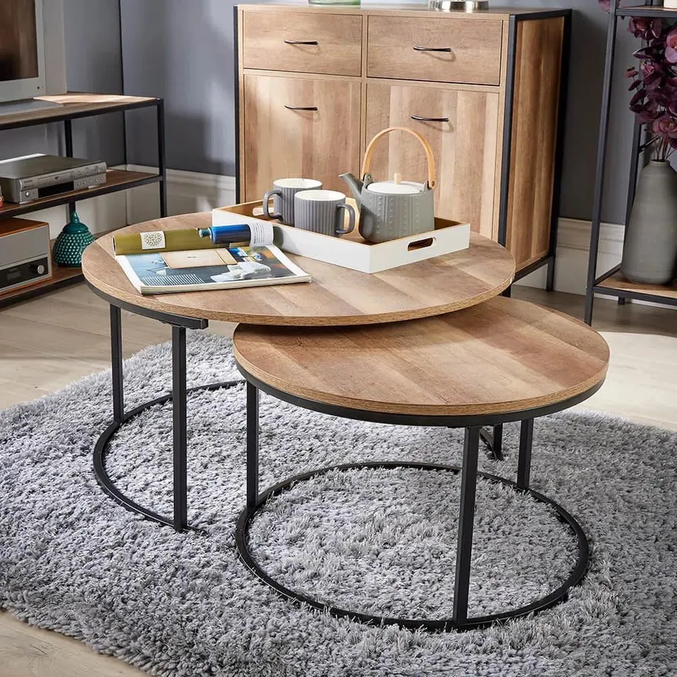 BOXED OAKMERE ROUND NEST OF 2 TABLES