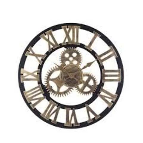 BOXED ABRAHAMS 58cm INDUSTRIAL LARGE RETRO SILENT WALL CLOCK (1 BOX)