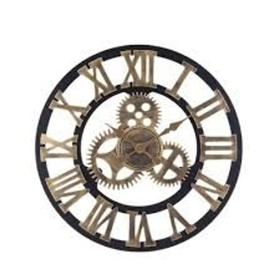 BOXED ABRAHAMS 58cm INDUSTRIAL LARGE RETRO SILENT WALL CLOCK (1 BOX)