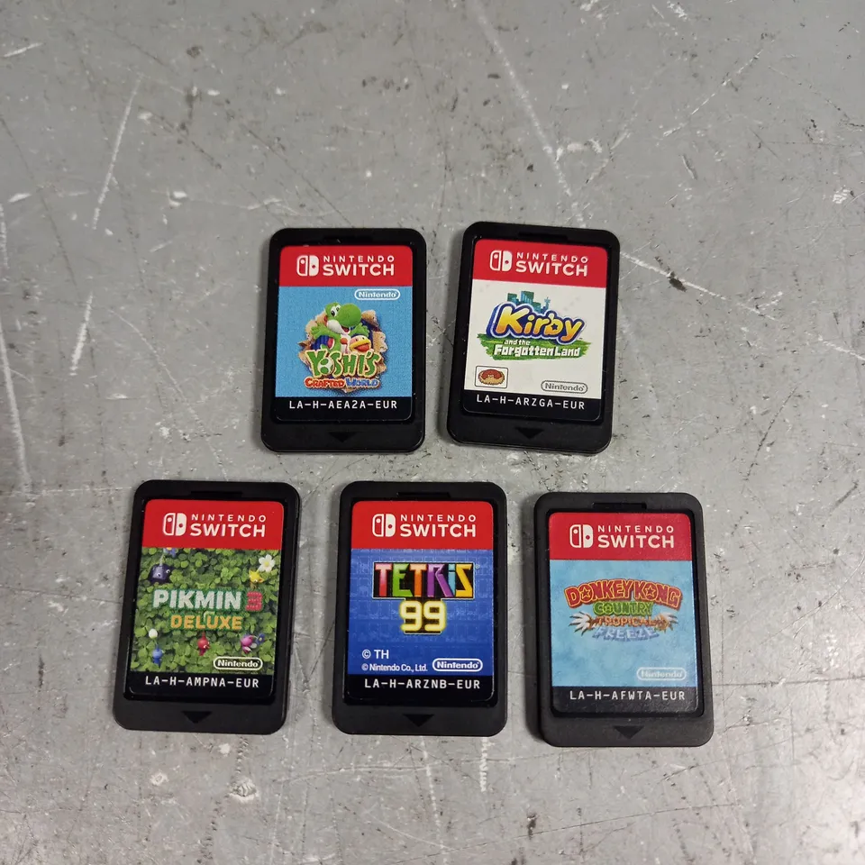 5 X NINTENDO SWITCH VIDEO GAMES TO INCLUDE TETRIS 99, KIRBY AND THE FORGOTTEN LAND, DONKEY KONG ETC 