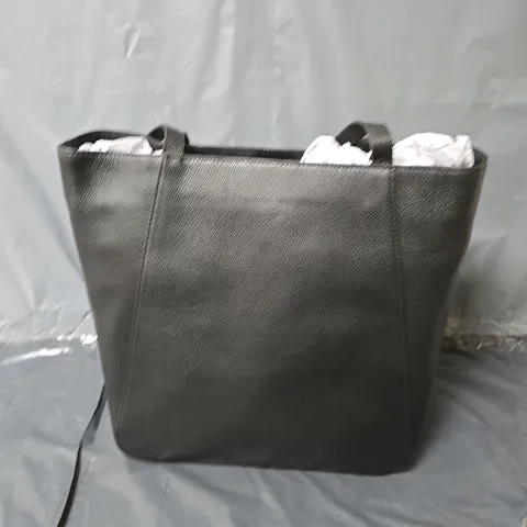 GENUINE LEATHER HANDBAG - BLACK