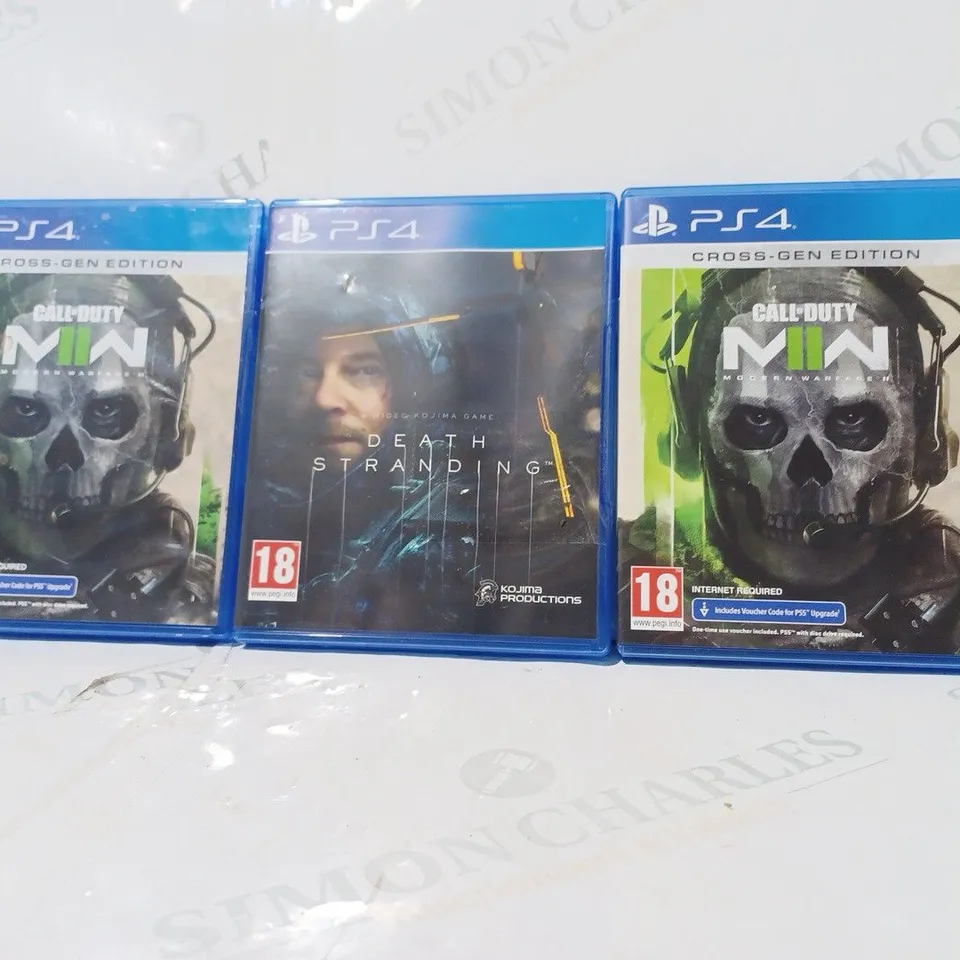 3 ASSORTED PS4 GAMES TO INCLUDE: CALL OF DUTY & DEATH STRANDING