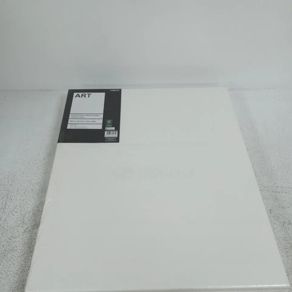 HOBBYCRAFT STRETCHED CANVAS TRIPLE PACK – 55.9 X 45.7 CM (22 X 18 IN), 380G, 100% COTTON
