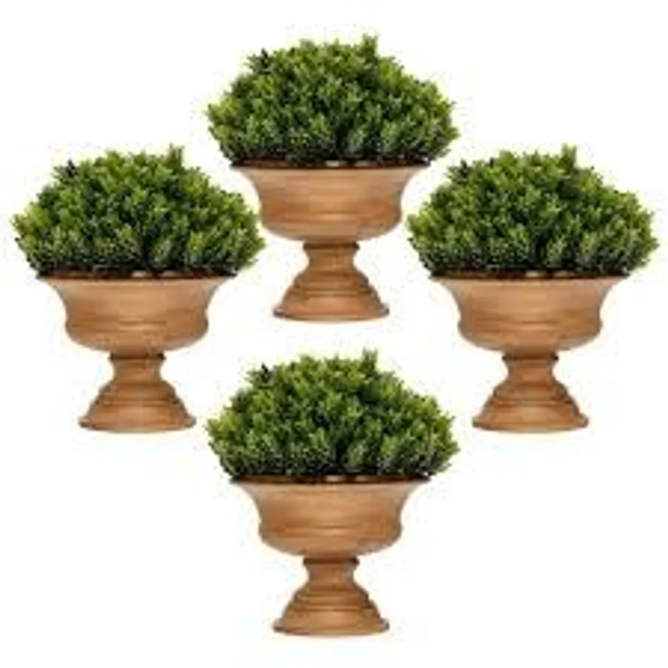 BOXED COSTWAY GREEN MINI FAUX PINE CONE TREE IN POT 4 PACK