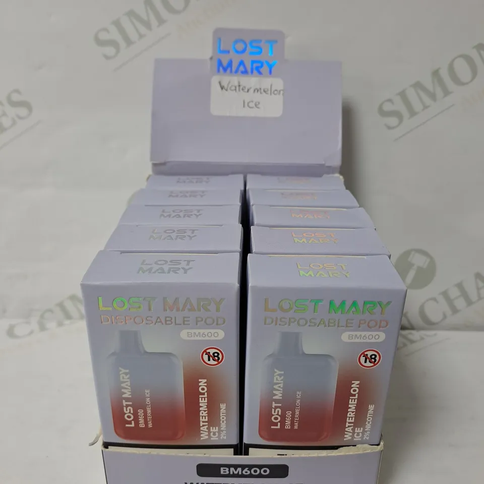 BOX OF 10 LOST MARY WATERLEMON ICE DISPOSABLE POD