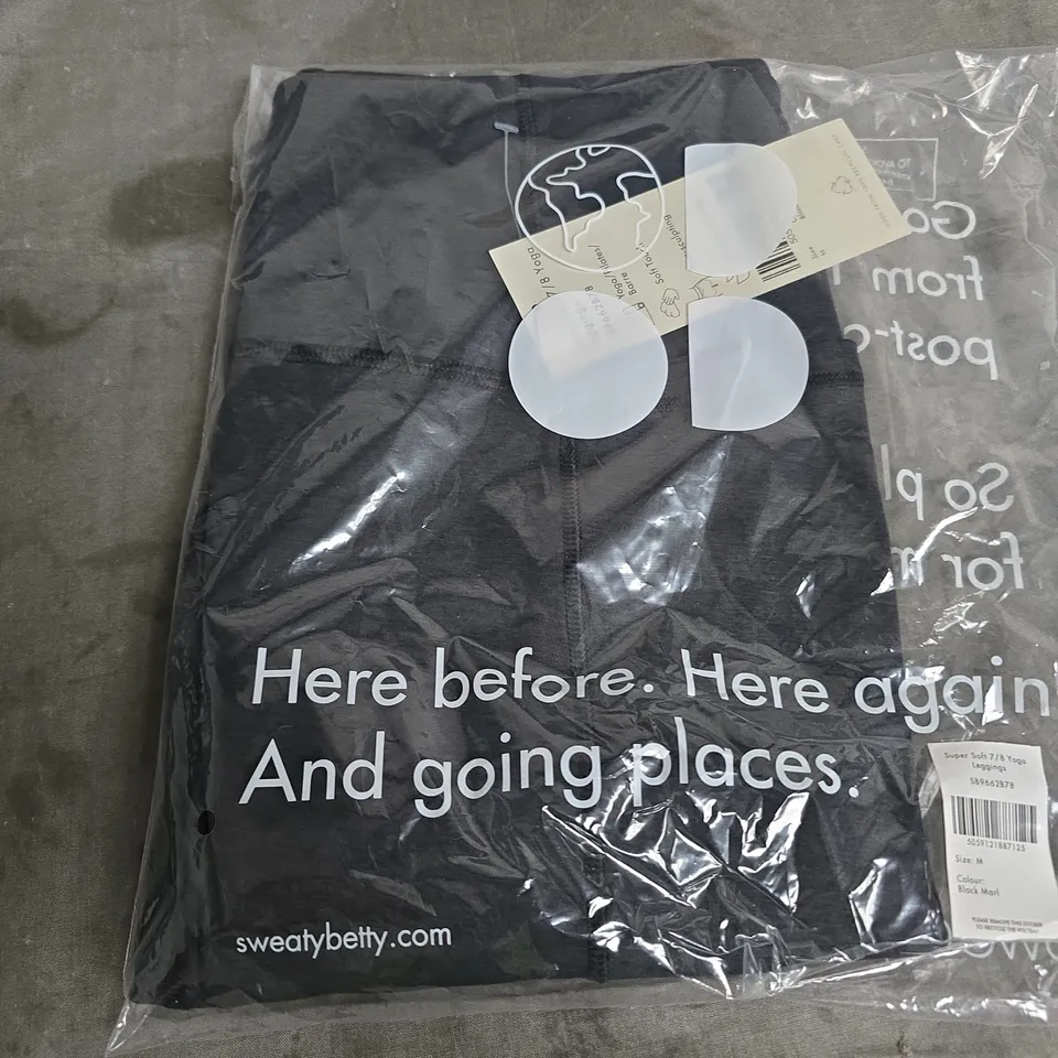 SWEATY BETTY SUPER SOFT 7/8 YOGA LEGGINGS – BLACK MARL, SIZE M