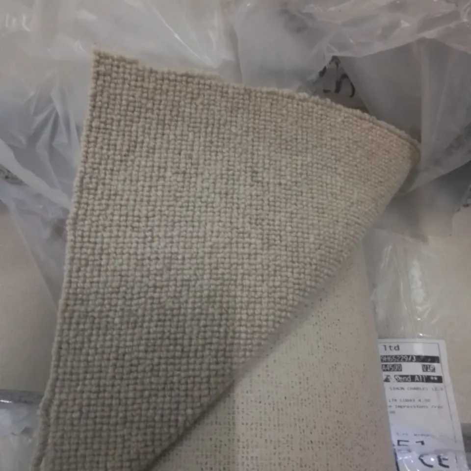 ROLL OF QUALITY NATURAL CO-ORDINATES CORD BUCKRAM CARPET // SIZE: APPROXIMATELY 4.85 X 4M