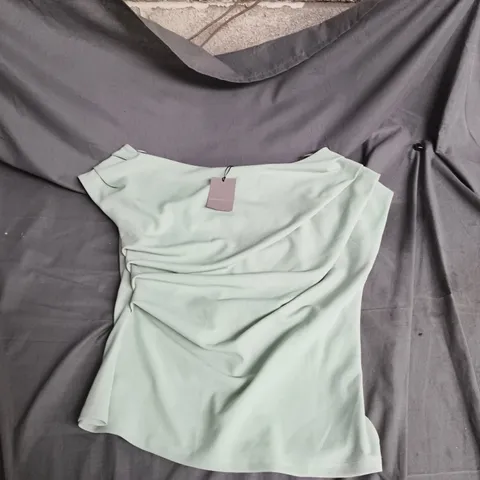 RIVER ISLAND SIGNITURE TO GO - MINT GREEN DRAPED TOP – UK 14
