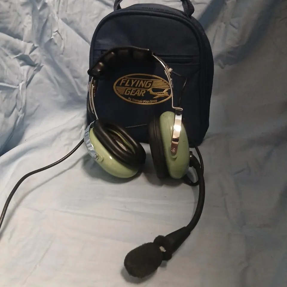 DAVID CLARK H10-20 AVIATION HEADSET WITH BOOM MICROPHONE – GREEN EARCUPS