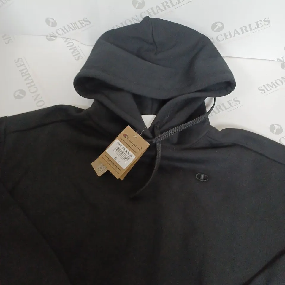 CHAMPION LOGO HOODIE IN BLACK SIZE M