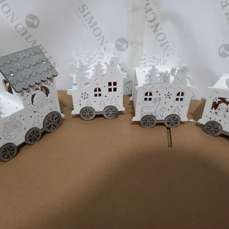 LIT WOODEN SANTA TRAIN