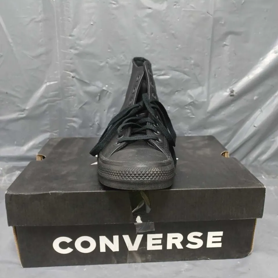 CONVERSE MENS TONAL LEATHER HI TOP TRAINERS BLACK SIZE 7