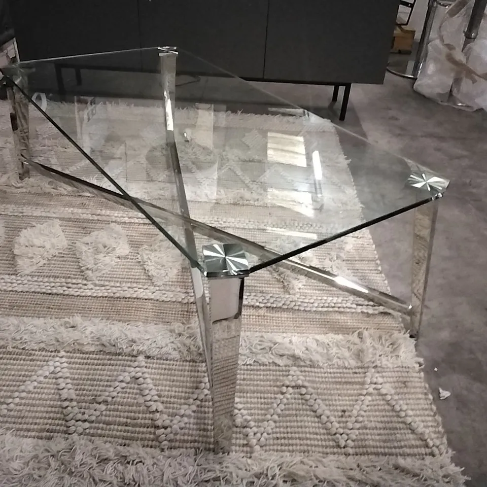 DESIGNER KESTERPORT KIMBERLEY LONG JOHN CHROME/GLASS COFFEE TABLE  RRP £696