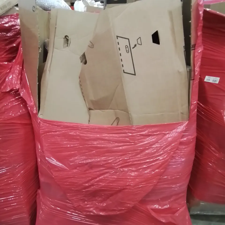 MIXED PALLET CONTAINING VARIOUS BOXED HOUSEHOLD ITEMS TO INCLUDE, VACUUM CLEANER, PAPER SHREDDER, OFFICE/DESK STOOL ETC.
